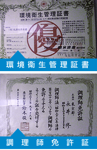 環境衛生管理証書・調理師免許証